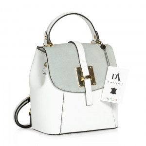 Rucsac tip geanta de dama, din piele naturala, DiAmanti Fausta Alb